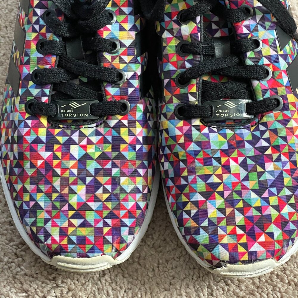 Adidas ZX Flux Sneakers Men 9 MultiColor Prism Athletic Colorful Quilt Geometric - Picture 10 of 13